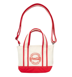 Bolso de mano a rayas rojas y naturales